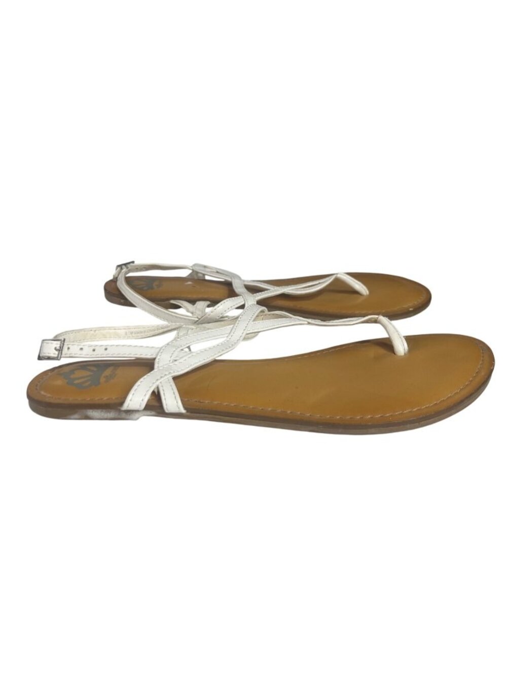 Fergalicious Fergie Strappy Thong Sandals Size 9.5M White Casual Flat Shoes